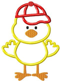 Boy Chick wearing baseball hat appliqué machine embroidery design