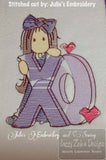 Valentine's day Girl XO Sketch machine Embroidery Design