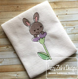 Bunny inside flower sketch machine embroidery design