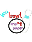You Bowl me over saying Bowling Valentine appliqué machine embroidery design