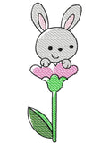 Bunny inside flower sketch machine embroidery design