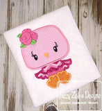 Bird with roses appliqué machine embroidery design