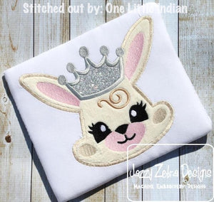 Princess Bunny applique machine embroidery design