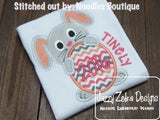 Bunny Applique with egg monogram frame machine embroidery design