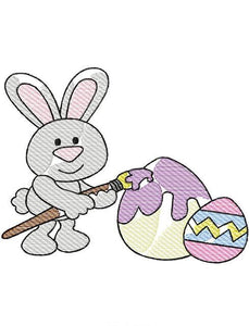 Easter bunny painting egg sketch machine embroidery design