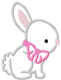 Girl Easter Bunny with bow applique machine embroidery design