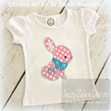 Girl Easter Bunny with bow applique machine embroidery design