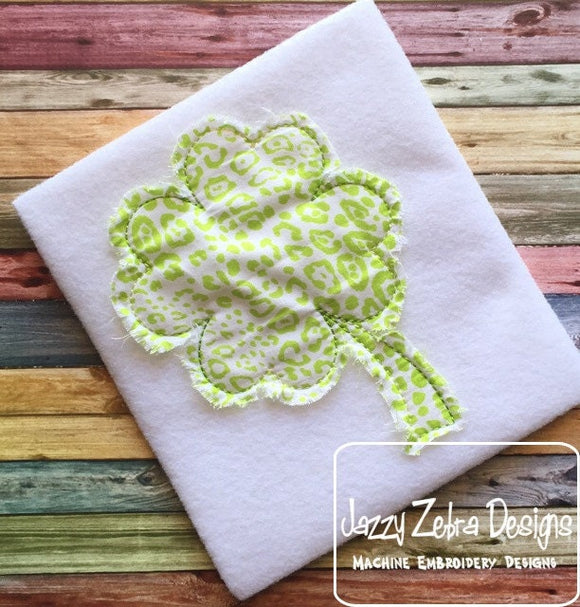 4 leaf clover raggedy edge bean stitch shabby appliqué machine embroidery design