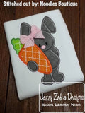 Bunny holding Carrot appliqué machine embroidery design