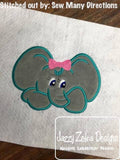 Girl Elephant applique machine embroidery design