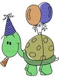 Birthday Turtle Sketch Machine Embroidery Design