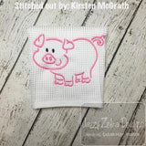 Pig satin stitch machine embroidery design