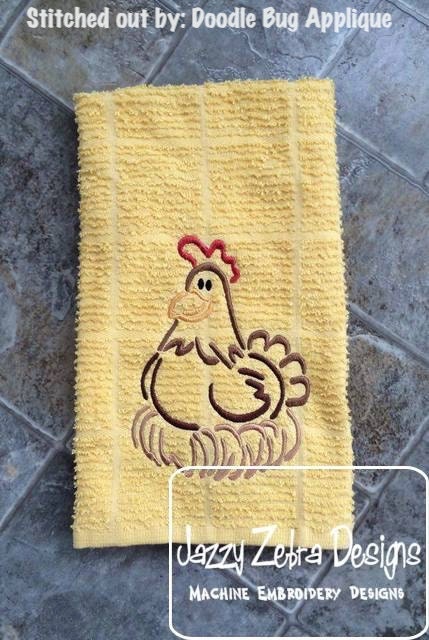 Chicken hen satin stitch machine embroidery design