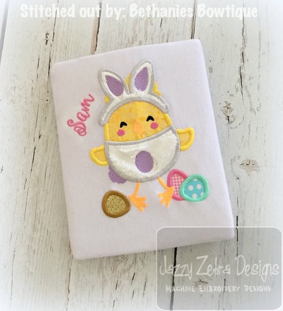Easter Chick in Bunny Suit appliqué machine embroidery design