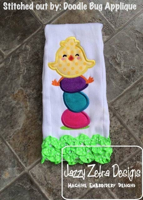 Easter Chick on Egg stack applique machine embroidery design
