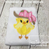 Easter Chick with floppy hat appliqué machine embroidery design