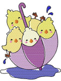 Easter Chicks in Umbrella sketch machine embroidery design