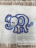 Baby Elephant satin stitch machine embroidery design