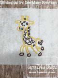 Giraffe satin stitch machine embroidery design