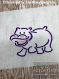 Hippopotamus satin stitch machine embroidery design
