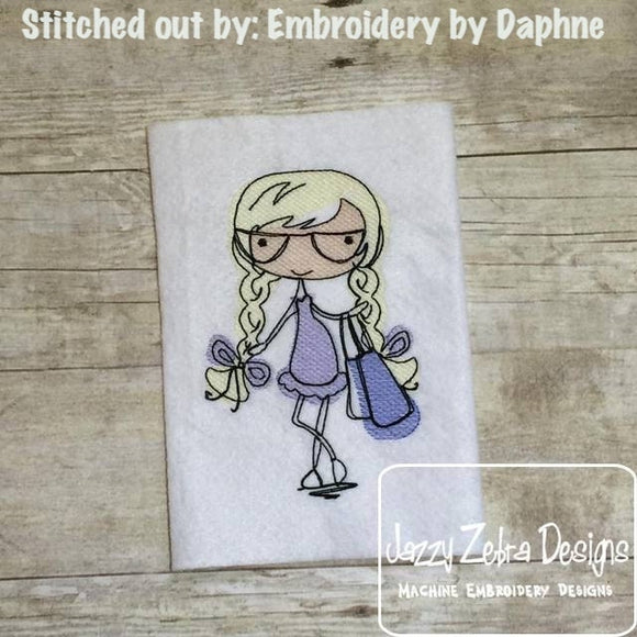 Mod Girl Sketch Machine Embroidery Design