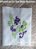 Fairy Smelling Flower Satin Stitch Machine Embroidery Design