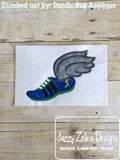 Track Shoe with wings appliqué machine embroidery design