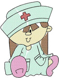 Girl Nurse sketch machine embroidery design
