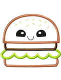 Hamburger with face appliqué machine embroidery design