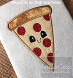 Pizza slice with face appliqué machine embroidery design