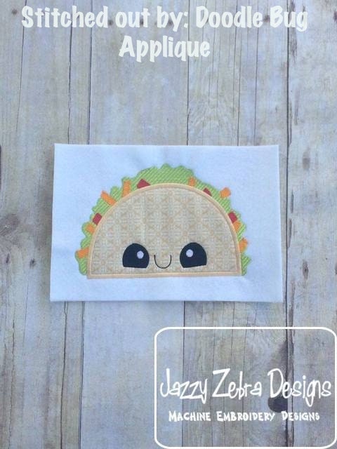 Taco with face appliqué machine embroidery design