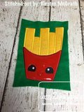 French Fries with face appliqué machine embroidery design