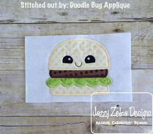 Hamburger with face appliqué machine embroidery design