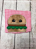 Hamburger with face appliqué machine embroidery design