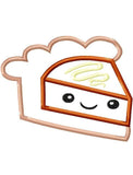 Pie slice with face appliqué machine embroidery design