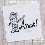 Pirate with Avast (hold) word Satin Stitch Machine Embroidery Design