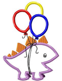 Dinosaur with Birthday Balloons Appliqué Machine Embroidery Design