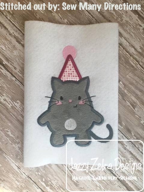 Cat Birthday Appliqué Machine Embroidery Design