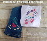 Mermaid riding Sea Horse satin stitch machine embroidery design