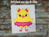Easter Chick girl with pigtails appliqué machine embroidery design