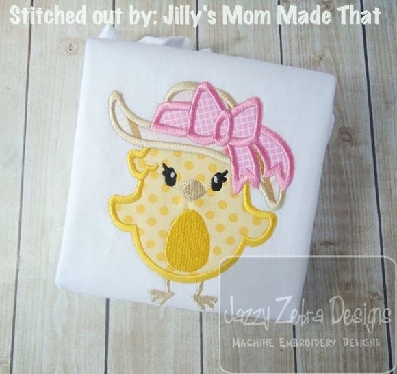 Easter Chick with floppy hat appliqué machine embroidery design