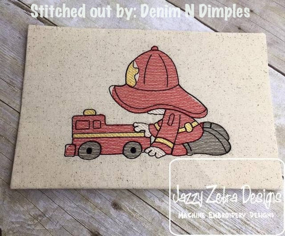 Little Firefighter Sketch Machine Embroidery Design