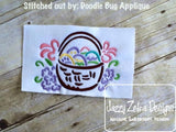 Easter Basket satin stitch machine embroidery design