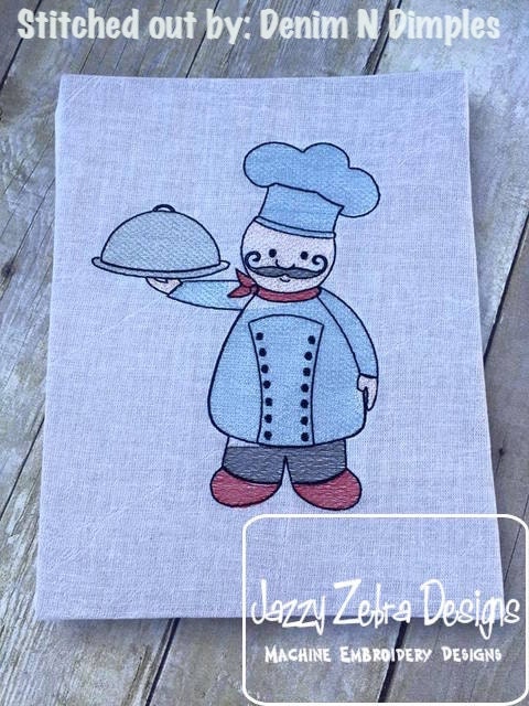 Chubby Chef Sketch Machine Embroidery Design