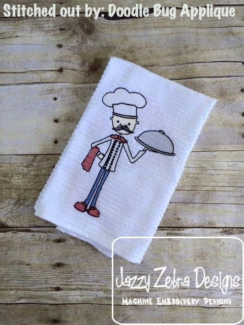 Skinny Chef Sketch Machine Embroidery Design