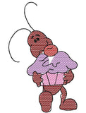 Ant with Cupcake Sketch machine Embroidery Design