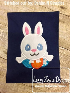 Bunny with Easter eggs appliqué machine embroidery design