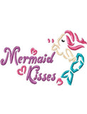 Mermaid Kisses satin stitch machine embroidery design