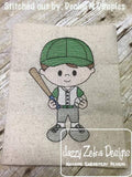 Boy Baseball Sketch Machine Embroidery Design
