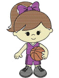 Girl basketball sketch machine embroidery design